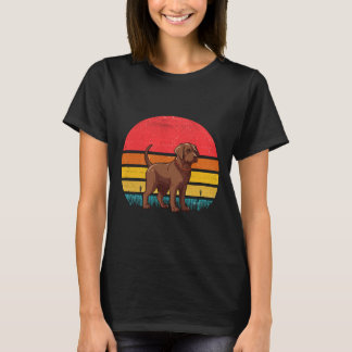 T-shirt Chocolat Labrador Sunset Retro Chien vintages Desi