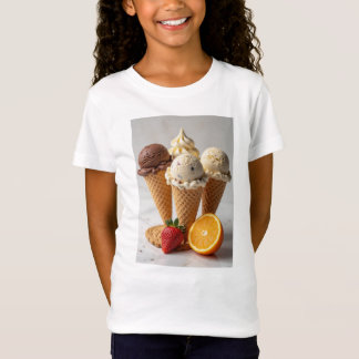 T-Shirt chocolat, vanille, fraise, biscuit, glace orange