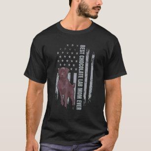 T-shirt Chocolate Lab Mom Drapeau Américain Marron Labrado