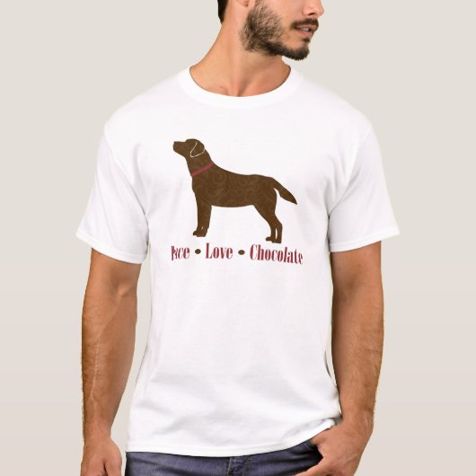 T-shirt Chocolate Lab Peace Love (Devant)