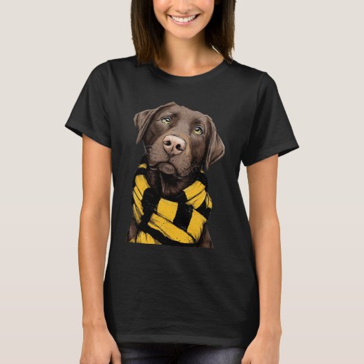 T-shirt Chocolate Labrador Retriever Wearing a Scarf (Devant)