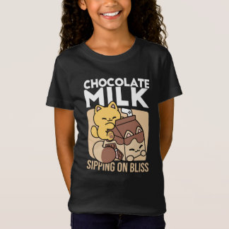 T-Shirt Chocolate Milk Sipping on Bliss – Kawaii Cat Food