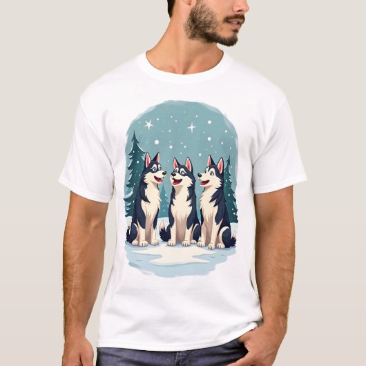 T-shirt Chœur de Noël Husky (Devant)