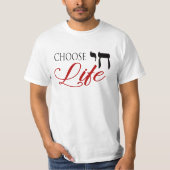 T-shirt Choisir Life Chai Pro-Life Hébreu Anglais (Devant)