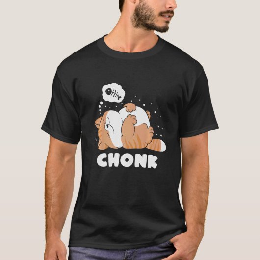 T-shirt Chonk Lazy Cat n'approuve pas mème (Devant)