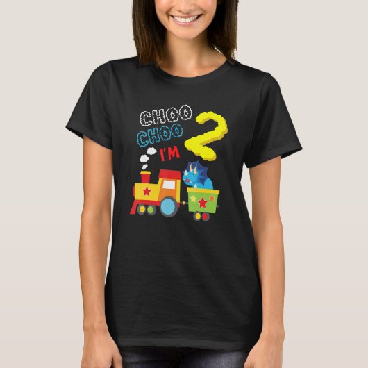 T-shirt Choo Choo I'm 2 Years Old Locomotive Train 2e Bir (Devant)