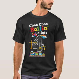 T-shirt Choo Choo Im Quatre 4e Anniversaire Train Fire Tru
