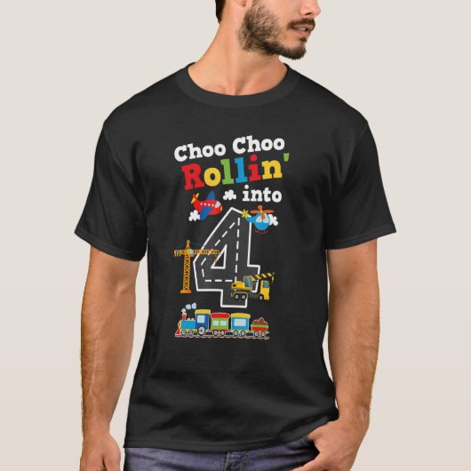 T-shirt Choo Choo Im Quatre 4e Anniversaire Train Fire Tru (Devant)