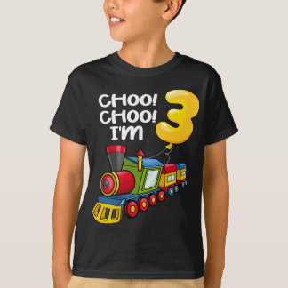 T-shirt Choo Choo J'ai 3 ans Locomotive Boys Train 3r
