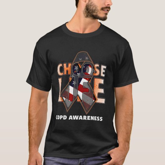 T-shirt Choose Life COPD Awareness American Flag (Devant)