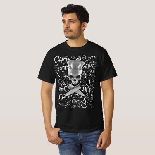 T-shirt Chop Chop Chop Funny Manic Chef Crâne (Devant entier)