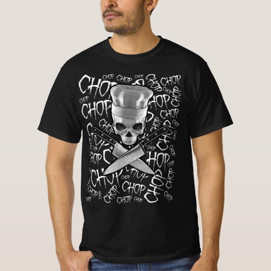 T-shirt Chop Chop Chop Funny Manic Chef Crâne (Devant)