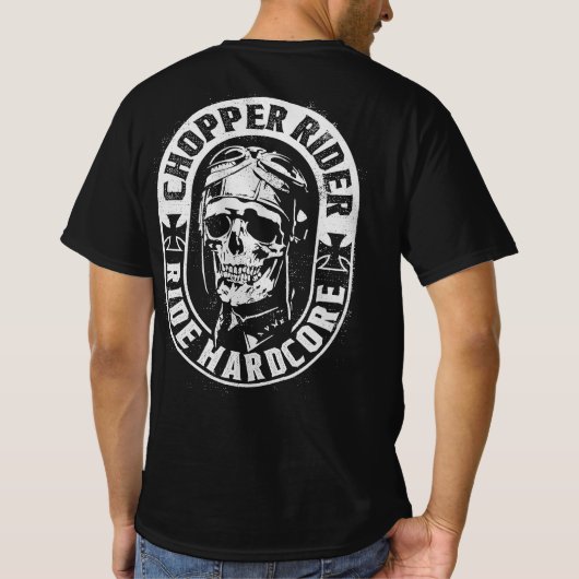 T-shirt Chopper Skull Rider Motorcycle Ride Hardcore T-S (Dos)