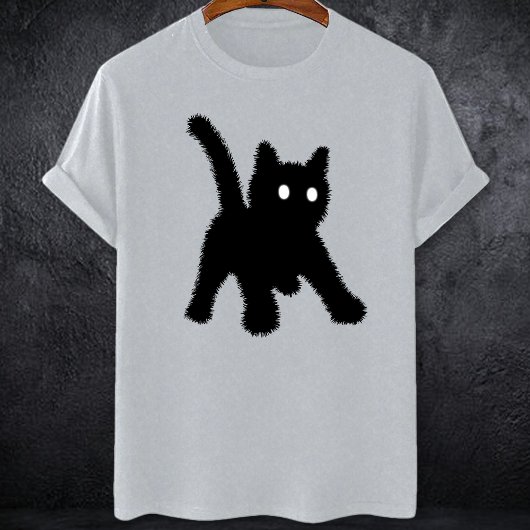 T-shirt Choqué surpris mème de chat noir anxiété sociale