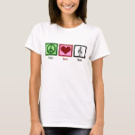 T-shirt Chorale Peace Love Cute Women's Chorus<br><div class="desc">Un joli signe de paix, un coeur, et une belle clef triplée sur une équipe de musique. Un cadeau de chorale Peace Love pour un membre d'un choeur ou d'un réalisateur de choeur. Belle chorale chanteur présent pour un soprano, alto, ténor, ou basse.</div>