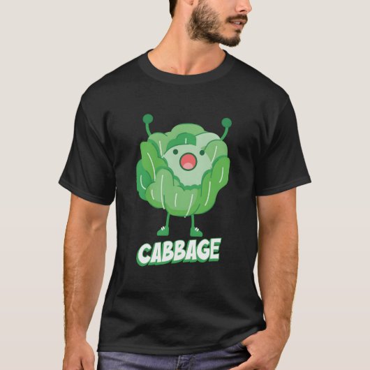 T-shirt Chou Avec Les Bras Légumes Sains Chou (Devant)