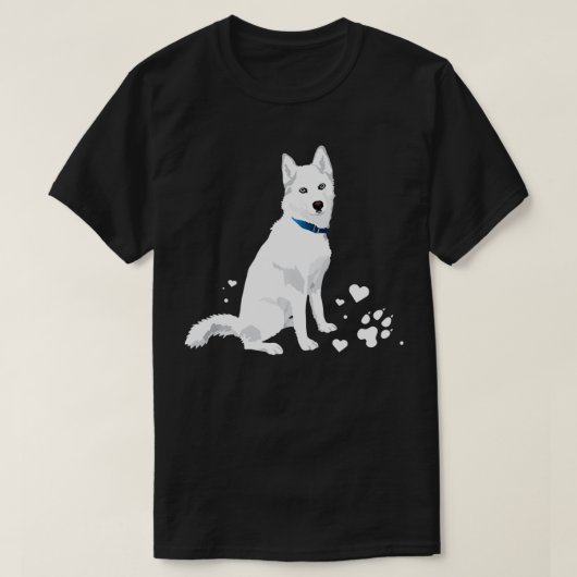 T-shirt Chou Sibérie Husky blanc doux chien de neige  (Design devant)