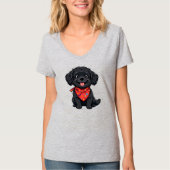 T-shirt Chouet noir mignon portant une Bandana rouge (Devant)