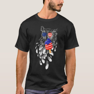 T-shirt Chouette 4 juillet American Flag Ice Cream
