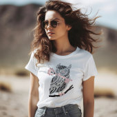 T-shirt Chouette à cornes rose