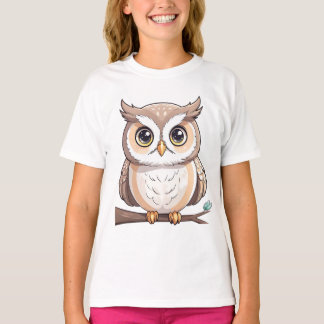 T-shirt Chouette à dessin Brown