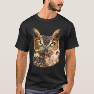 T-shirt Chouette à tête de grande corne Chouette Lover Tee