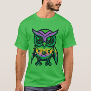 T-shirt chouette arc-en-ciel mécha