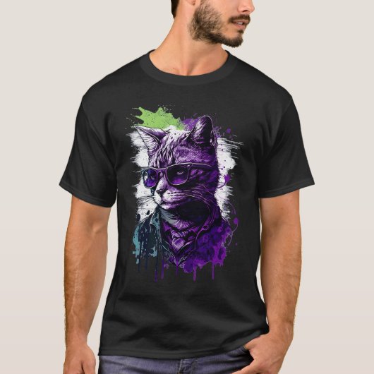 T-shirt Chouette Art subtil de chat de fierté asexuée Ace (Devant)