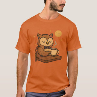 T-shirt Chouette au café au clair de lune cadeau