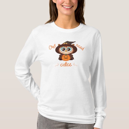 T-shirt Chouette/Automne/Automne/Halloween/citrouille (Devant)