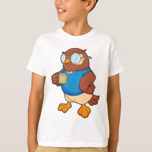T-shirt Chouette avec tasse de café