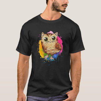 T-shirt Chouette Bébé Cute Chouette Avec Splash Couleur