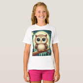 T-shirt Chouette bébé la nuit avec lune (Devant entier)