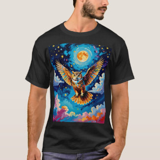T-shirt Chouette céleste dans le ciel étoilé Tee