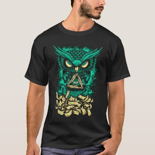 T-shirt Chouette colorée Art magnifique tatouage graphique (Devant)