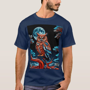 T-shirt Chouette colorée sous Pleine lune