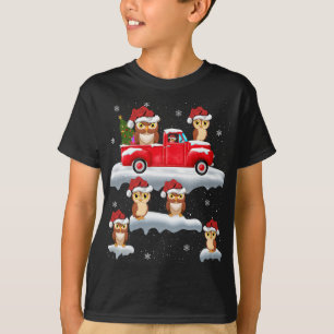 T-shirt Chouette conduisant Noël Arbre Rouge Chouette Cami