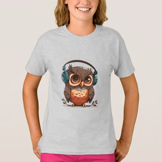 T-shirt Chouette confortable avec casque (Devant)