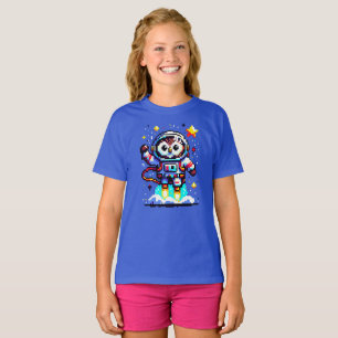 T-shirt Chouette cosmique : Explorateur d'espace 8 bits