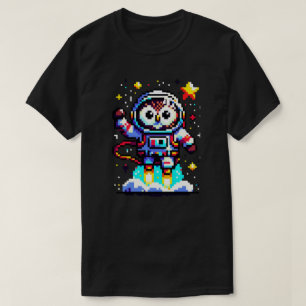T-shirt Chouette cosmique : Explorateur d'espace 8 bits