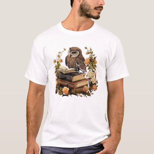 T-shirt Chouette Cottagecore Lecture (Devant)