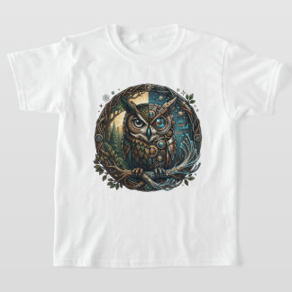 T-shirt Chouette Cybernétique Nature vs Technologie Steamp