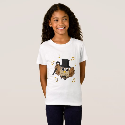 T-Shirt Chouette dansante mignonne avec notes musicales De (Devant entier)