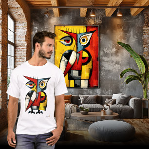 T-shirt Chouette d'art animalier moderne expressionniste a