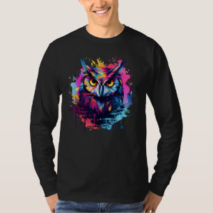 T-shirt Chouette d'art de Splash Chouette de crêpe occiden