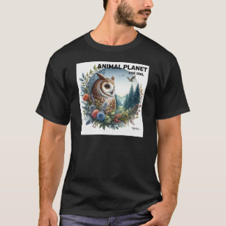 T-shirt Chouette de la nature imprimée - Art animal
