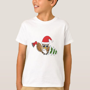 T-shirt Chouette de Noël avec renard et pin