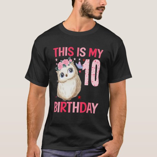 T-shirt Chouette des filles de 10 ans 10e anniversaire (Devant)
