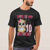 T-shirt Chouette des filles de 10 ans 10e anniversaire 1 (Devant)