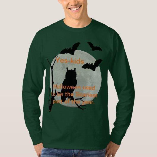 T-shirt Chouette d'Halloween à manches longues vertes et c (Devant)